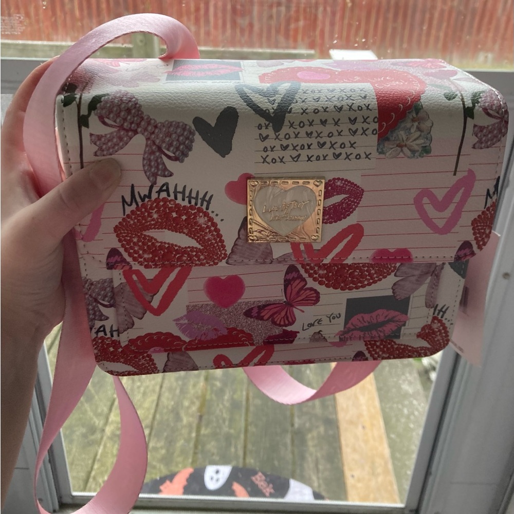 Betsey Johnson Pink and Red Heart Crossbody Bag